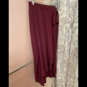 Burgundy high low skirt